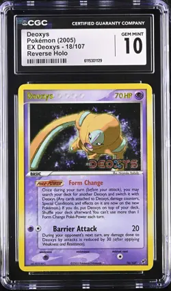 CGC 10 GEM MINT Deoxys 2005 EX Deoxys 18/107 Reverse Holo Stamped Pokemon Card - Image 1