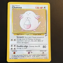 Pokemon Chansey 3/130 Base Set 2 Holo Rare 120 HP Basic Card 2000 English - Image 1