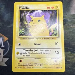 Pokemon Pikachu Card 58/102 Yellow Cheeks Base Set (MP) - Image 1
