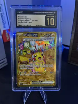 Pokemon Pikachu ex Surging Sparks Hyper Rare #247 CGC 10 Pristine - Image 1