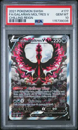 Galarian Moltres V 177/198 Chilling Reign Pokemon PSA 10 *036 - Image 1
