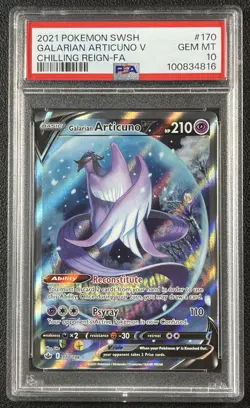 GALARIAN ARTICUNO V PSA 10 2021 POKEMON SWSH CHILLING REIGN #170/198 FA 4816 - Image 1