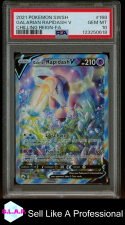 GALARIAN RAPIDASH V CHILLING REIGN-FA POKEMON SWORD & SHIELD 2021 168 PSA 10 - Image 1