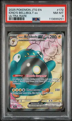2025 POKEMON JTG EN-JOURNEYTOGETHER #172 IONO'S BELLIBOLT EX ULTRA RARE PSA 8 - Image 1