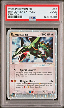 SWIRL PSA 2 GOOD 2003 Pokemon EX Dragon Rayquaza EX Holo Foil Rare 97/97 - Image 1