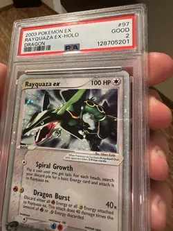 SWIRL PSA 2 GOOD 2003 Pokemon EX Dragon Rayquaza EX Holo Foil Rare 97/97 - Image 3