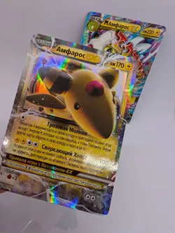 Pokemon Russian Ancient Origins Mega Ampharos EX #27 #28 Rare Cards Set Low Pop - Image 4