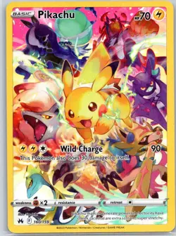 Pokemon TCG Pikachu (Secret) Secret Rare Holofoil Crown Zenith 160/159 LP - Image 1