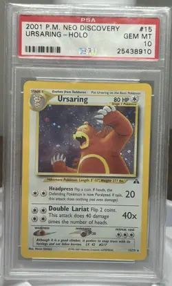 Pokemon Ursaring Neo Discovery Unlimited Holo #15 PSA 10 Gem Mint POP 44 - Image 1