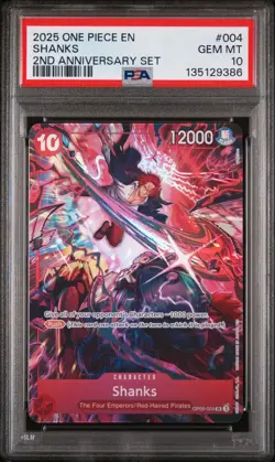 2025 ONE PIECE ENGLISH VERSION 2ND ANNIVERSARY SET #004 SHANKS PSA 10 - Image 1
