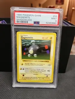 1999 Pokemon Base Set 1st Edition: Magnemite 53/102 SHADOWLESS PSA 9 - Image 1