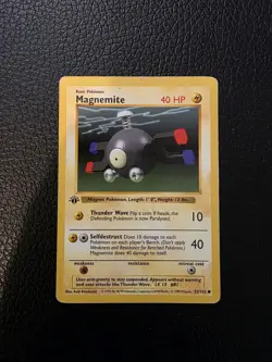 1st Edition Shadowless Magnemite 53/102 Pokemon Base Set WOTC | MP - Image 1