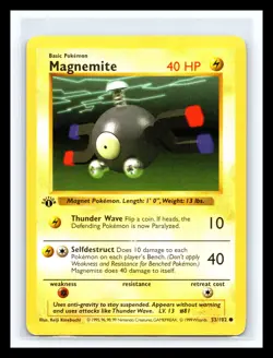 💥 Magnemite (1st Edition Shadowless Base Set) 1999 Pokemon TCG Non Holo #53/102 - Image 1