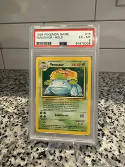 Pokemon TCG Venusaur Base Set Holo Rare Card 15/102 1999 PSA 6 free shipping! - Image 1