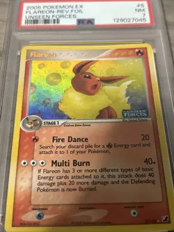 2005 Pokemon EX Flareon Rev.Foil #5 Unseen Forces PSA 7 Low Pop & New Cert - Image 2