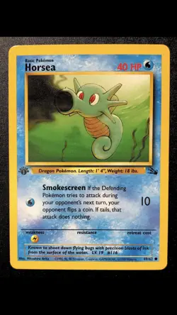 Vintage 1st Edition Horsea 49/62 NM/LP Fossil English Pokemon Card - Image 1