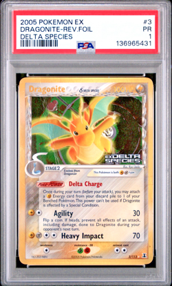 PSA 1 PR 2005 Pokemon EX Delta Species Dragonite Reverse Holo Foil Rare 3/113 - Image 1
