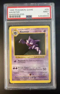 1999 WOTC Pokemon Game Base Set Shadowless 29/102 Haunter PSA 9 MINT - Image 1