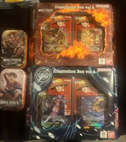 One Piece Illustration Box Vol 5 and Vol 6 Lot - In Hand - Sealed plus 2 tins - Image 1
