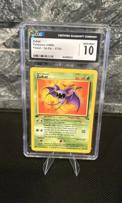 CGC 10 Zubat 57/62 Fossil 1st Edition Non Holo - Image 1