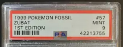 Zubat 57/62 1999 Pokemon Fossil First 1st Edition Zubat 57 PSA 9 Mint - Image 2