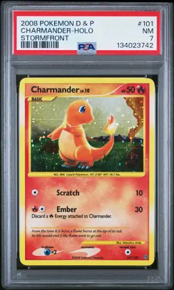 2008 POKEMON DIAMOND & PEARL STORMFRONT #101 CHARMANDER-HOLO PSA 7 - Image 1