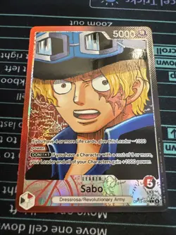 Sabo OP13-004 Manga Leader Rare One Piece Card English Carrying On His Will - Image 1