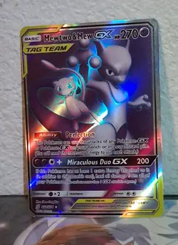 Pokemon TCG: Mewtwo & Mew GX (Full Art) Ultra Rare 222/236 SM Unified Minds - Image 1