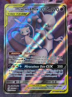 Mewtwo & Mew GX 222/236 SM Unified Minds Ultra Rare Full Art Pokemon TCG - Image 1