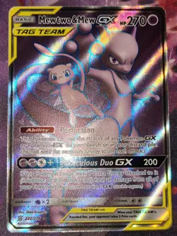 Mewtwo & Mew GX 222/236 SM Unified Minds Ultra Rare Full Art Pokemon TCG - Image 2