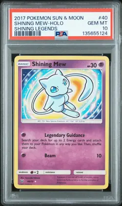 2017 POKEMON SUN & MOON SHINING LEGENDS #40 SHINING MEW-HOLO PSA 10 - Image 1