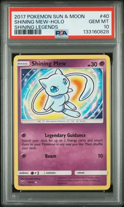 2017 POKEMON SUN & MOON SHINING LEGENDS #40 SHINING MEW-HOLO PSA 10 - Image 1