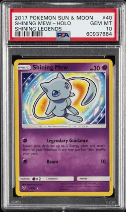 2017 POKEMON SUN & MOON SHINING LEGENDS #40 SHINING MEW-HOLO PSA 10 - Image 1