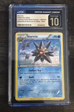 CGC 10 Pristine Starmie Holo 005/034 Trading Card Game Classic CLB Pokemon Card - Image 1