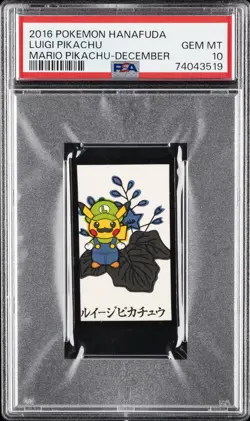 2016 POKEMON HANAFUDA MARIO PIKACHU DECEMBER LUIGI PIKACHU PSA 10 - Image 1