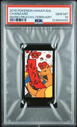 2016 POKEMON HANAFUDA MARIO PIKACHU CHARIZARD MARIO PIKACHU-FEBRUARY PSA 10 - Image 1