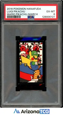 Pokemon 2016 Luigi Pikachu Mario Pikachu-March Pokemon Hanafuda PSA 6 - Image 1