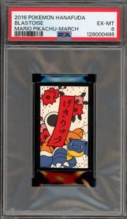 Pokemon Blastoise Mario Pikachu Hanafuda March PSA 6 - Image 1