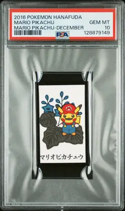 2016 POKEMON HANAFUDA MARIO PIKACHU DECEMBER MARIO PIKACHU PSA 10 - Image 1