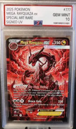 mega rayquaza ex PSA Style Slab – GEM MINT 10 Display Card Special Art - Image 1