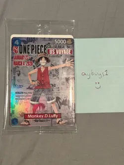 One Piece Monkey.D.Luffy [College Basketball US Voyage] P-055 Promo Card SEALED - Image 1