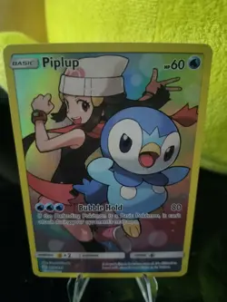 Pokemon Piplup SM Cosmic Eclipse Secret Rare Full Art Holo 239/236 60 HP Card - Image 2