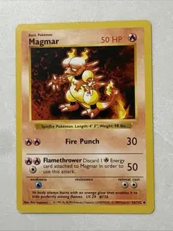 Pokemon TCG Magmar Base Set Shadowless Uncommon Card 36/102 NM! - Image 1