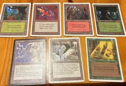 Lot Of 7 Vintage MTG Cards From Unlimited, The Dark, & Revised - Image 1
