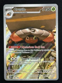 Pokemon TCG Crustle Rare Holo Illustration Card 186/182 Sv10: Destined Rivals NM - Image 1