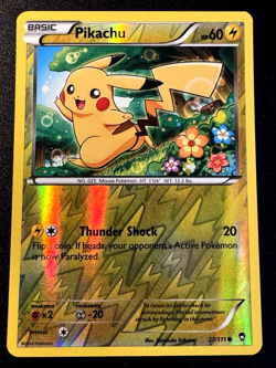 Pikachu 27/111 XY Furious Fists Pokemon Card Reverse Holo Foil Rare LP - Image 1