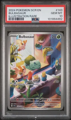 PSA 10 GEM MINT Bulbasaur 143/142 Stellar Crown Illustration Rare Pokemon Card - Image 1