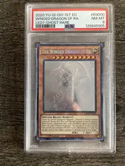 Yugioh The Winged Dragon of Ra LED7-EN000 1st Edition Ghost Rare PSA 8 NM-MT - Image 1
