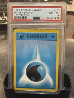 Pokemon TCG Base Set Water Energy 1st Edition Shadowless Card 102/102 PSA 8 - Image 1