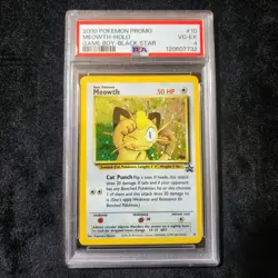 2000 Pokemon Promo Game Boy Black Star #10 Meowth Holo PSA 4 - Image 1
